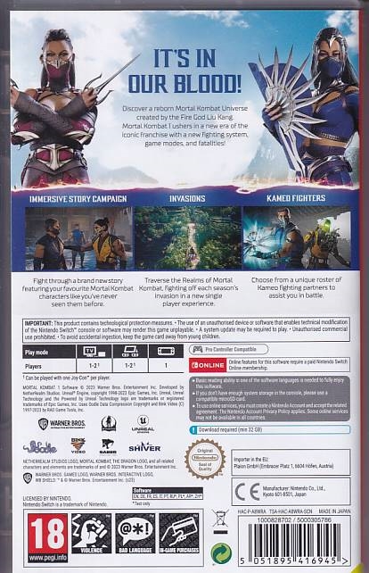 Mortal Kombat 1 - Nintendo Switch spil (A Grade) (Genbrug)